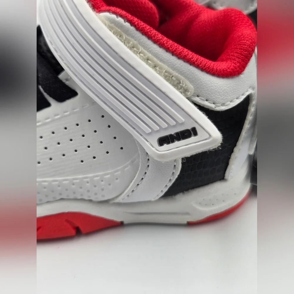 AND1 Boys Basketball Shoes Size 2 Toddler White Black Red New - Picture 4 of 7